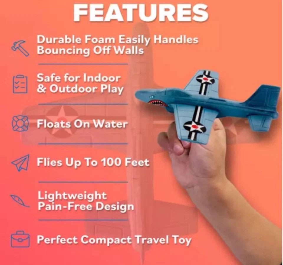 Airplane Toy Foam Glider Plane for Kids: Best Outdoor Toys for Kids Gray - Image 3 of 4