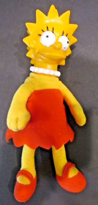 Vtg 1990 Lisa Simpson Plush Doll Hard Plastic Head Twentieth