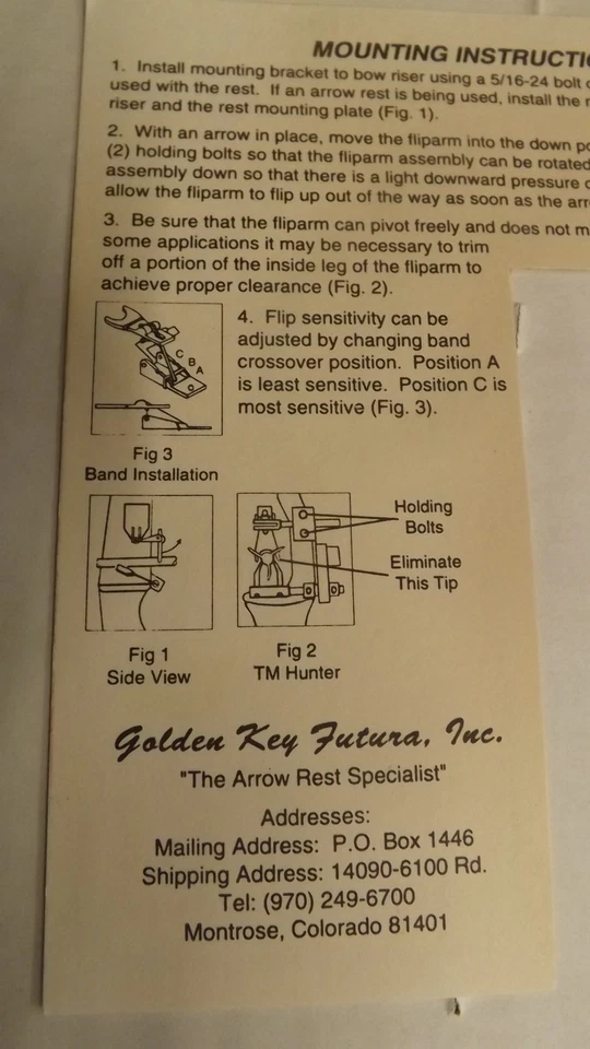 Vtg Golden Key Futura "The Arrow Holder" Flip Down Rest AR-120 NOS - Image 4 of 4