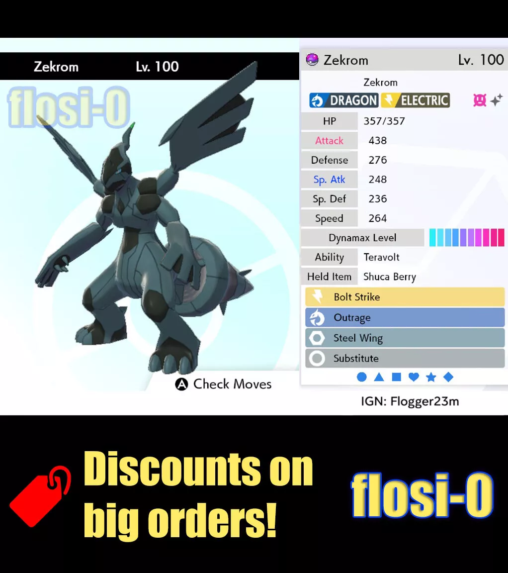 6IV Shiny Legendary Zekrom/ 6IV Pokemon / Legendary Pokemon / Pokémon Sword  and Shield