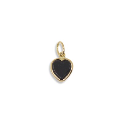 14K Gelbgold Schwarz Onyx Herz Charm Anhänger 6x6mm Handarbeit USA Neu