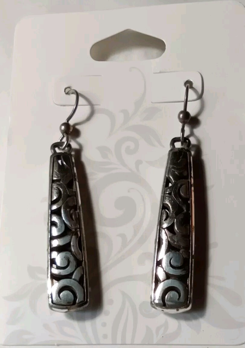 Vintage Sterling Silver 'Shadow Cutwork' Dangle E… - image 1