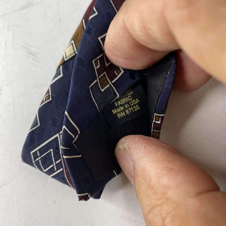 Corbata Anthony Richards Azul Geométrica Seda Hecha en EE. UU. Para Hombre Día del Padre Foto 4 de 4