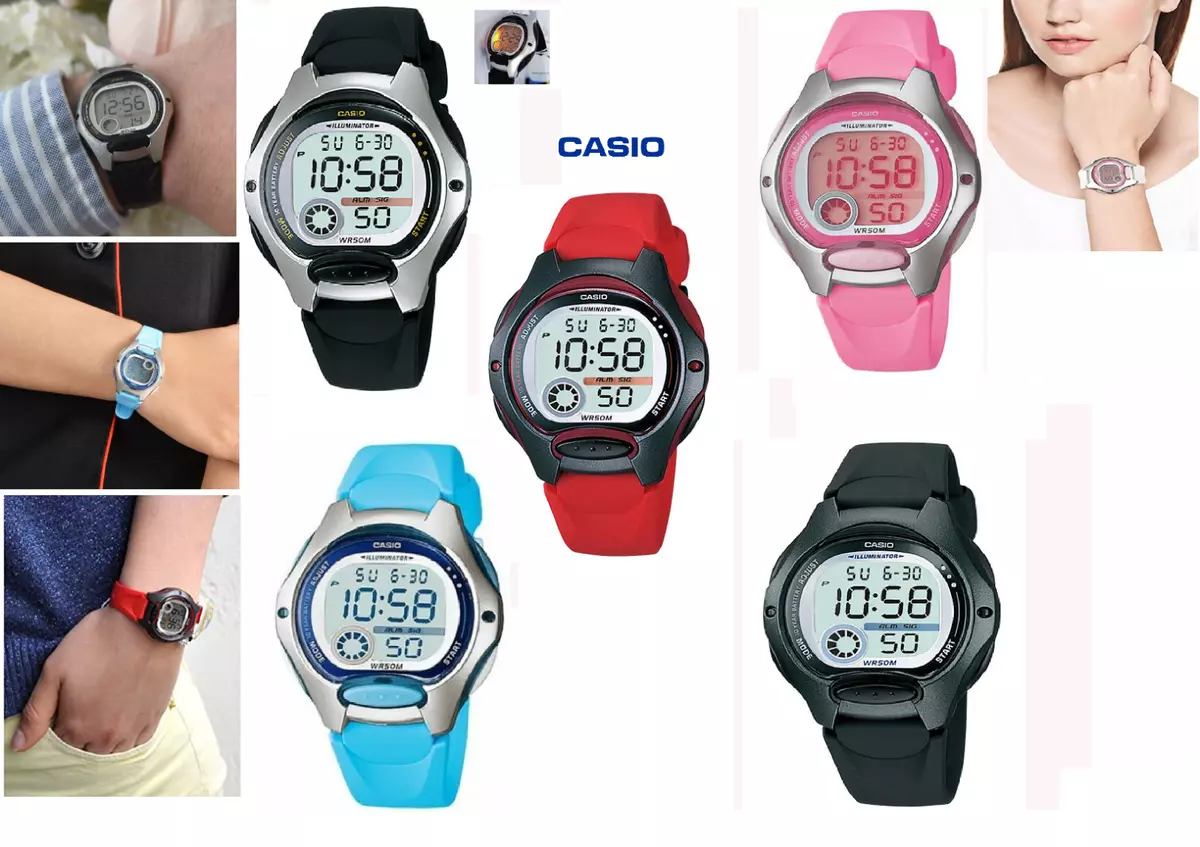 Casio Donna Digitale LED Retro Luce Orologio 5 Colori 1 Anno Garanzia