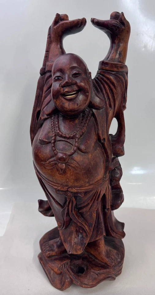Rosewood Happy Buddha Hand Carved Japanese/ Chinese Vintage - Image 2 of 4