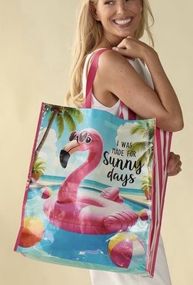 Cracker Barrell Shopping Tote Shopping Bag With Flamingo, Sunny Days, NEW