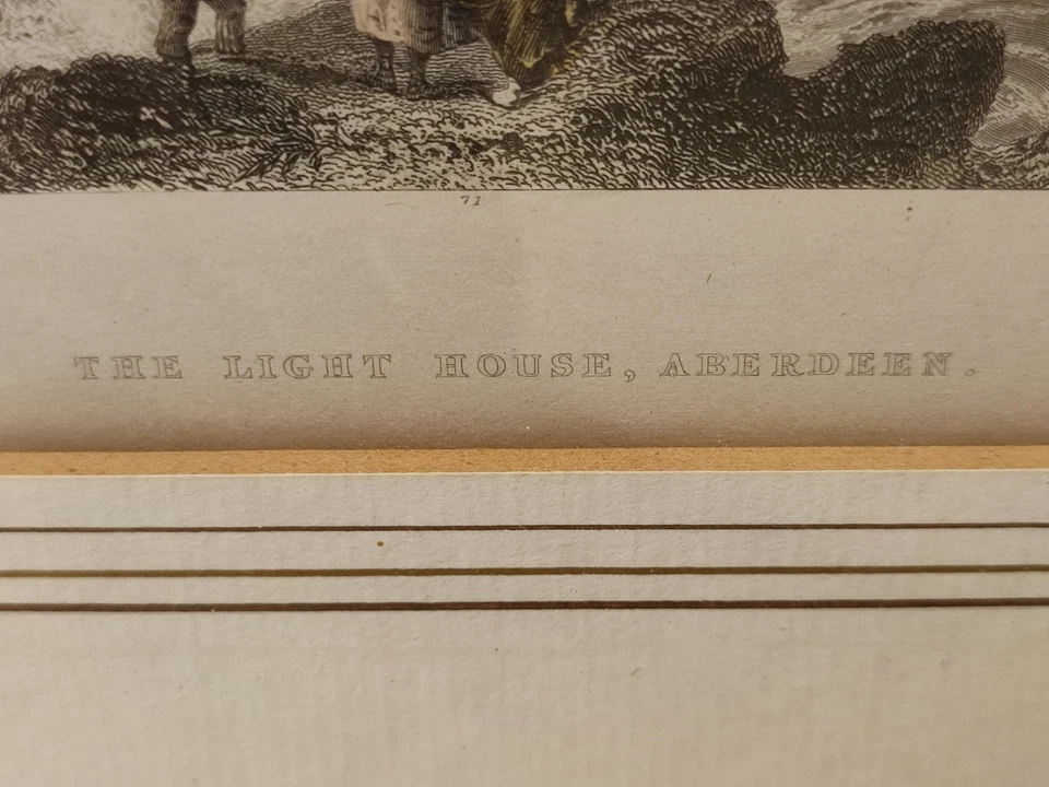 The Light House Aberdeen W.H. Bartlett E.J. Roberts Stahlstich um 1840 gerahmt - Bild 3 von 4