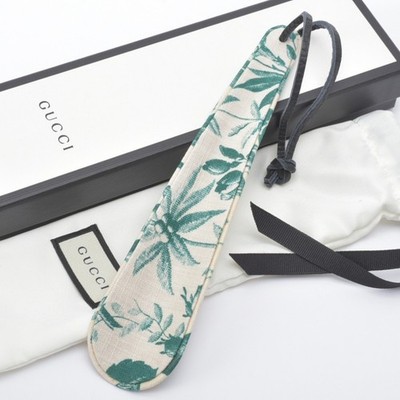 Novelty Gucci Shoehorn Plant Pattern Fabric Natural Green Box Included