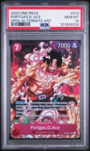 2023 ONE PIECE OP02-PARAMOUNT WAR ALTERNATE ART #013 PORTGAS D. ACE PSA 10
