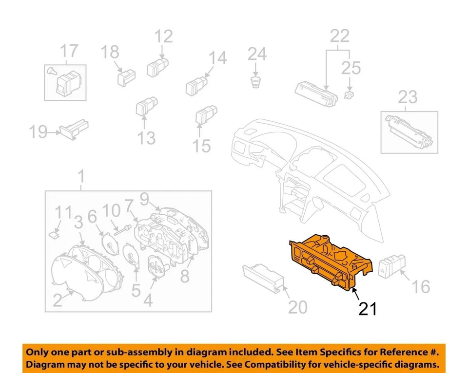 Subaru Forester 2005-2006 luz de peligro control de temperatura con bisel Foto 3 de 4