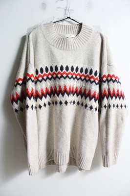 H&M Oversize Strickpullover Nordic Fair Isle Style - Größe S Small (k98)