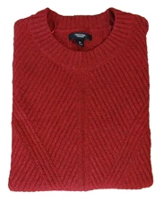 Simply Vera Women's Burgundy Cable Knit Heavyweight Crew Neck Sweater M New