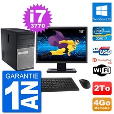 PC Tour Dell 7010 Ecran 19" Intel i7-3770 RAM 4Go Disque 2To Windows 10 Wifi