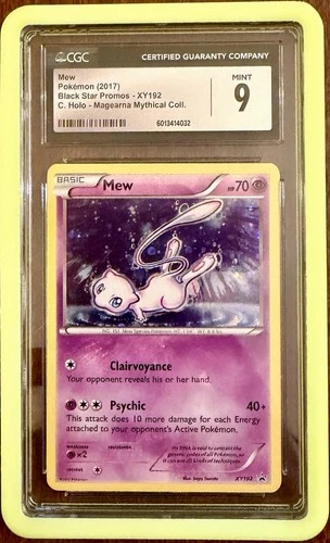 Cgc 9 MINT 2017 Pokemon XY Mew Holo XY192 Black Star Promo WITH Slab guard