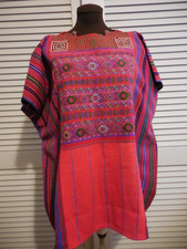 Vtg Huipil Guatemala double side Blackstrap Handwoven Square neck Embroidory