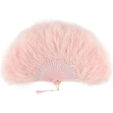 BABEYOND Marabou Feather Fan 20s Vintage Folding Fan Flapper Hand Fan 
