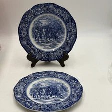 2-Liberty Blue, Washington At Valley Forge 8 3/4” Salad Plates, Ironstone Dishes