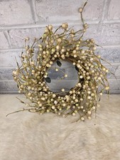 Cream Berry Grapevine Wreath 11" Rustic Farmhouse Cottagecore Wall Decor