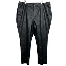 Eloquii Size 20 High Rise Straight Women's Black Vegan Leather Pants Goth