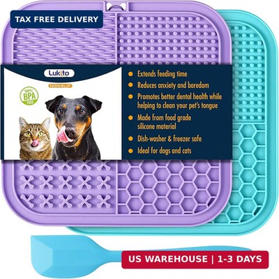 LUKITO Lick Mat for Dogs & Cats 2 Pack with Suction Cups, Dog Lick Mat for Anxie