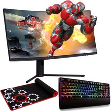 Deco Gear 34" 3440x1440 21:9 Ultrawide Curved Monitor  Keyboard and Mouse Pad