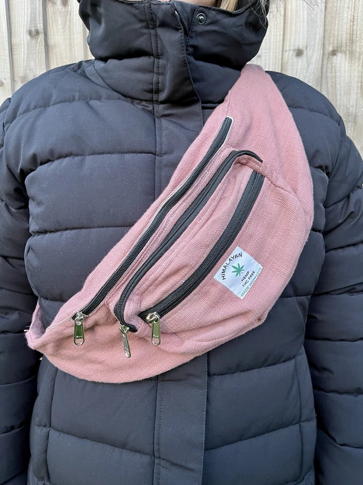 Large Handcrafted Hemp Crossbody / Money Pouch / Bum Bag / Eco Friendly 🍁 - Image 1 of 4