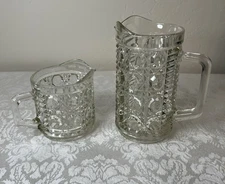 Glass Juice and Creamer Pitchers in Windsor pattern, see description