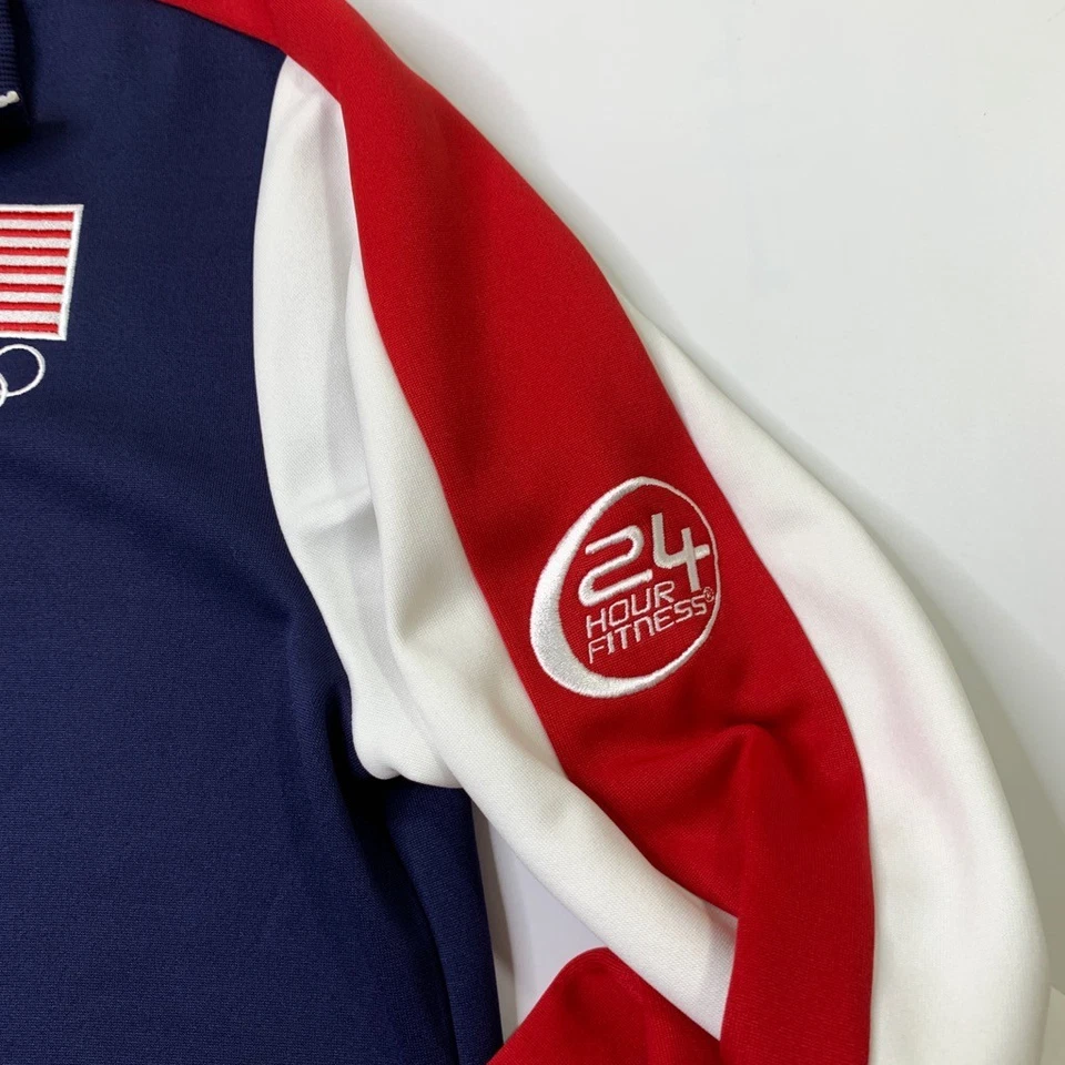 Chaqueta de los Juegos Olímpicos Team USA para Hombres L Grande Roja Blanca Azul Pista 24 Horas Fitness Logo Foto 4 de 4