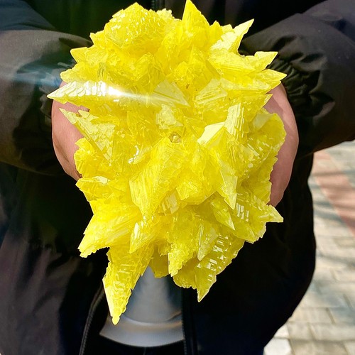 3.41LB Rare yellow sulfur crystal quartz crystal mineral specimen - 第 4/15 張圖片