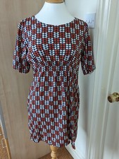 Orla Kiely Uniqlo Navy Orange Stem Summer Dress M Medium - Fab condition