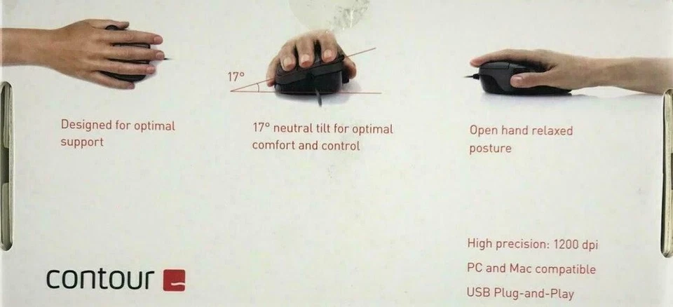 NEW Contour Design WHITE Perfit Mouse Non-Scroll Optical Ergonomic USB PMO5-M-R - Image 4 of 4