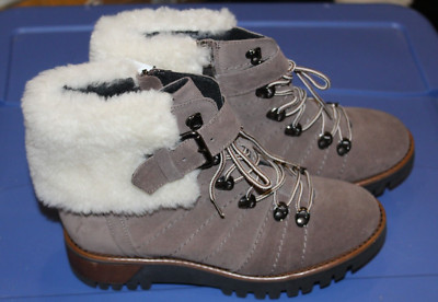Fabianelli Women s Gray Leather Boots Winter Snow Size 7US/37EURO Made in Italy