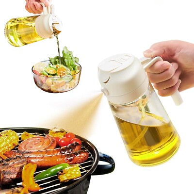 16oz Glass Oil Dispenser Bottle for Kitchen 2 in 1 Olive Oil Spray for Cooking