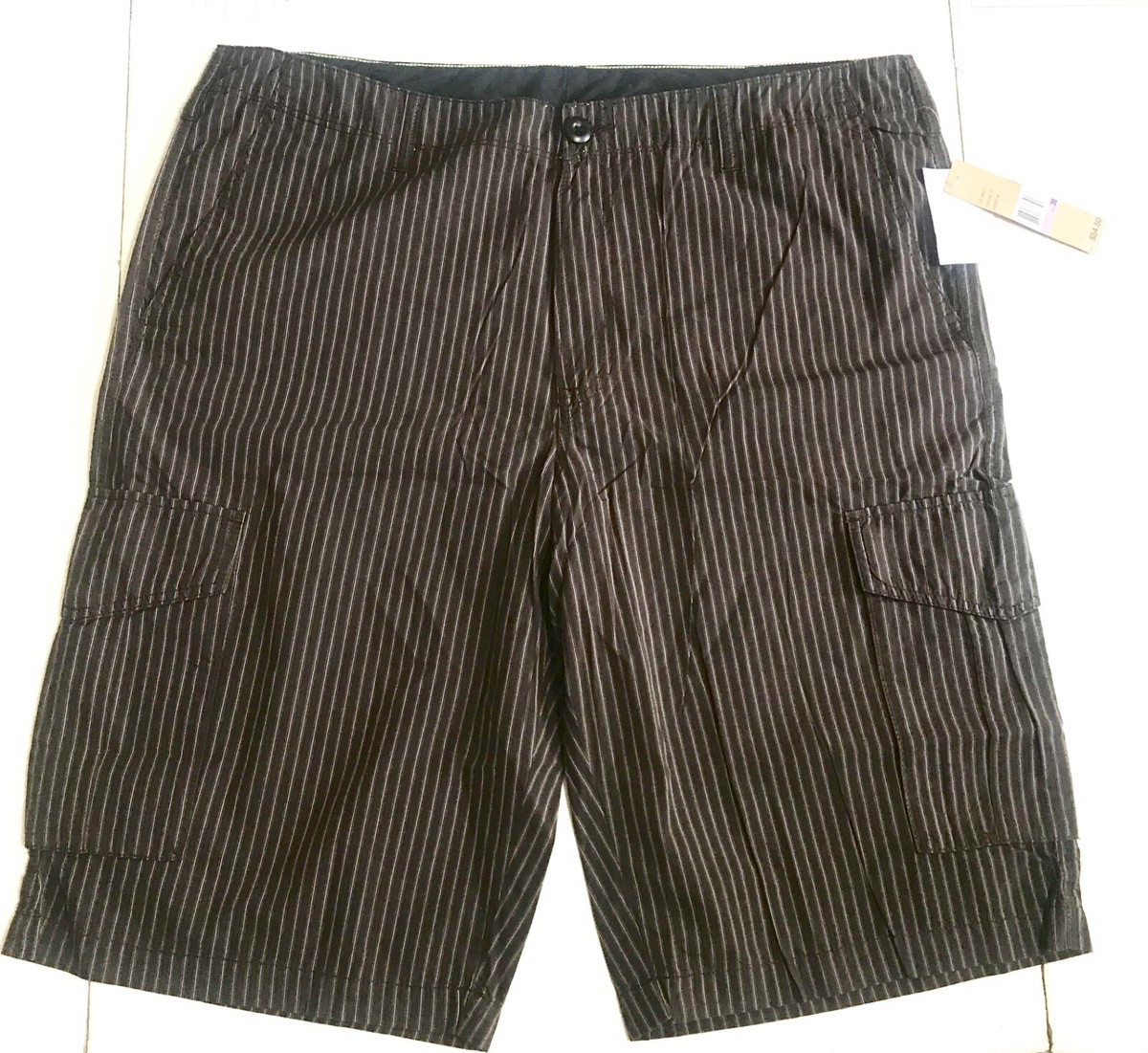 DKNY JEANS Mens Stripe Cargo Shorts - Size 38 - Brown Multi - $55