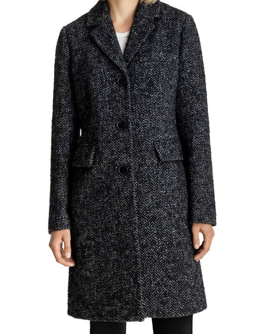 Michael Kors WoolBlend Walker Coat single breast petite Black