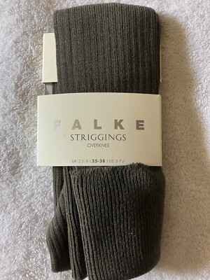 Fabulous Falke Over Knee Ribbed Socks Striggings Dark Green Small / Medium 