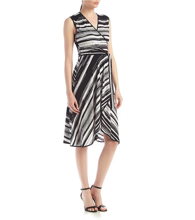 Calvin klein black and white sale striped dress