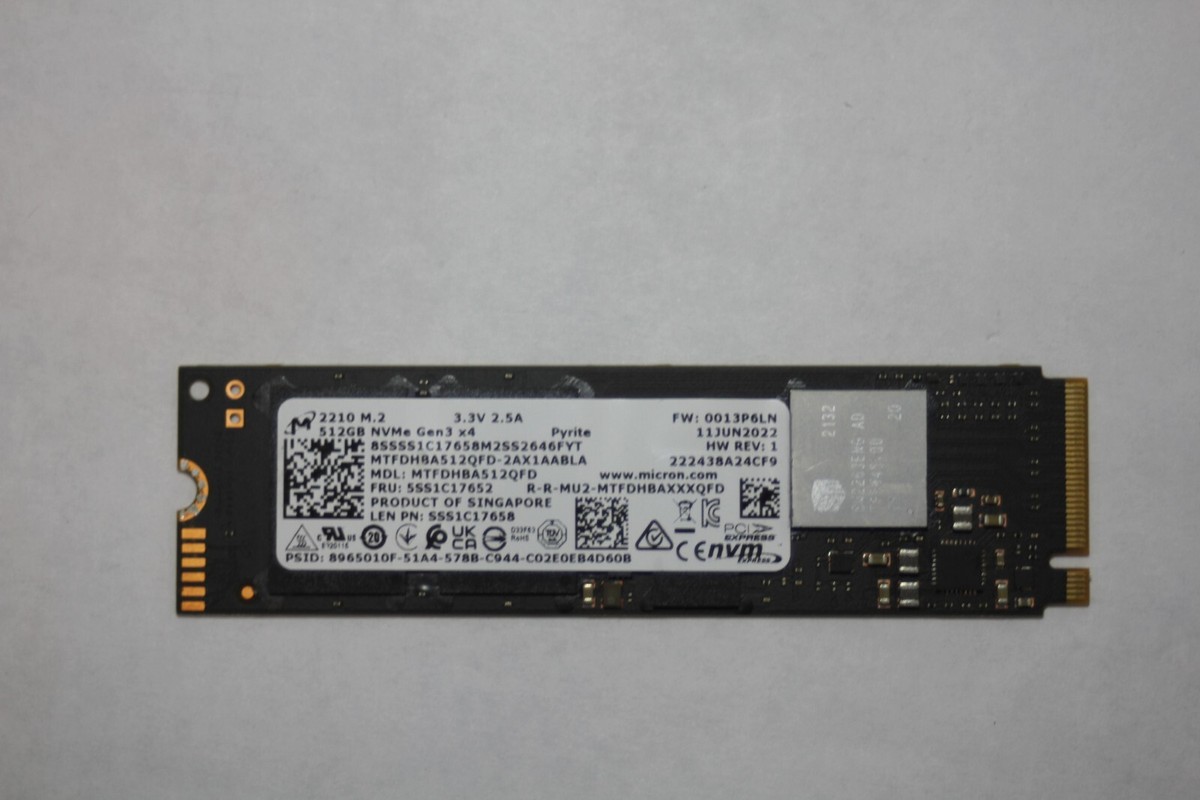 Micron SSD 512GB 2210 NVMe PCIe Gen3 x4 Solid State Drive