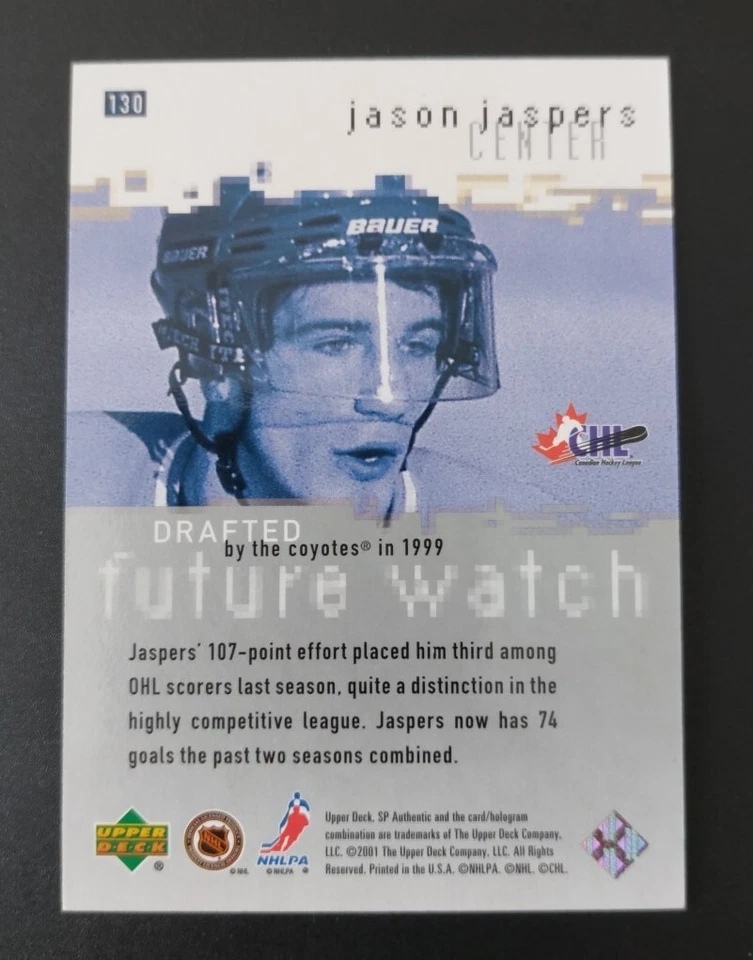 2000-01 SP Authentic Jason Jaspers Future Watch Rookie Card #130. 313/900 - Image 2 of 3
