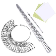 Ring Sizer Measuring Tool Set | 4-Size Aluminum Ring Mandrel, 27 PCS Metal Ring