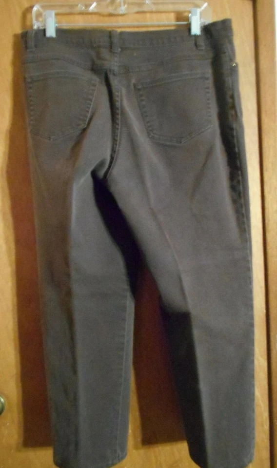 Style Co Womens Petite 14P Brown Denim Straight Leg Zipper Pants Capsule Core - Image 3 of 4