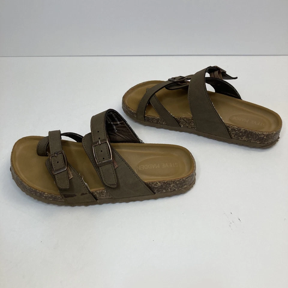 Steve Madden Little Girls Juniors Bartlet Slide Sandals Brown Size 13 - Image 4 of 4