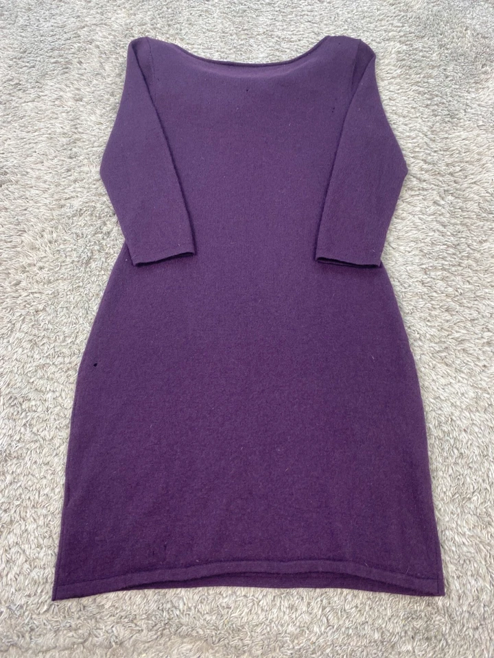 Vestido Antonio Melani Mujer Pequeño Púrpura Tejido Rosa Recortado Lana Merino Suéter Foto 2 de 4