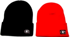 2 for 9.95.Georgia Bulldogs flat cotton appliques on Black/Red beanie  cap hat.