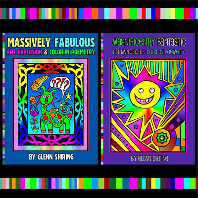 M.F. 2x Set: Signed Copies, Art Poetry Comic Collage Unique Adult Coloring Books