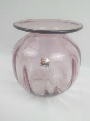 BLENKO Hand Blown Glass Vase # 8725S Orchid Designed by Don Shepherd