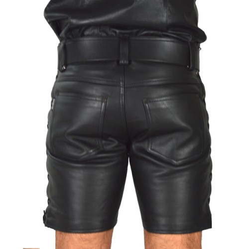 awanstar Ledershorts,Jeans Leder Shorts,Lederhose schnürung,Kurze Hose AW-546 - Picture 3 of 9