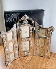 Godinger Silver Plate 20th Century Baroque Three Paneled Collage Frame NEW