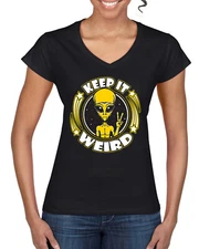 Keep It Weird Alien Women Standard V-Neck Tee