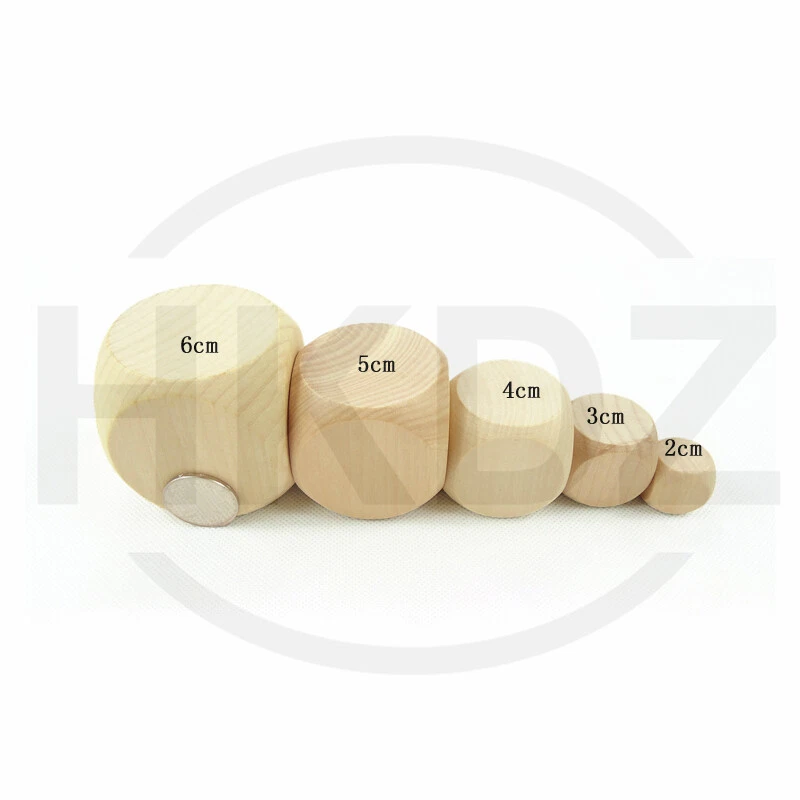 Wooden Dice Dices Plain Blank Cube Untreated RPG Craft 10,16,20,25,30,40,50,60mm - Image 3 of 4